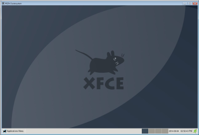  XFCE desktop with applications menu in the lower left corner