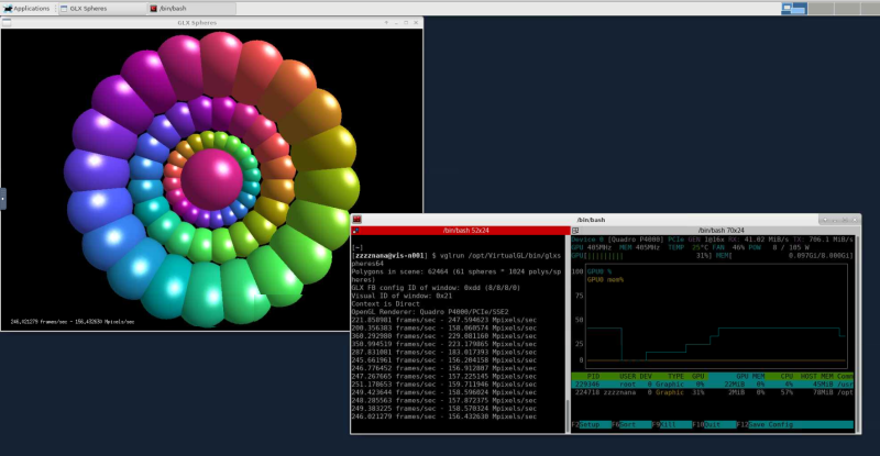  Running glxspheres64 on the cluster 