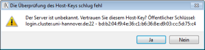  Host key verification dialogue