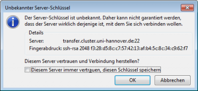  Host-key verification on first connection attempt